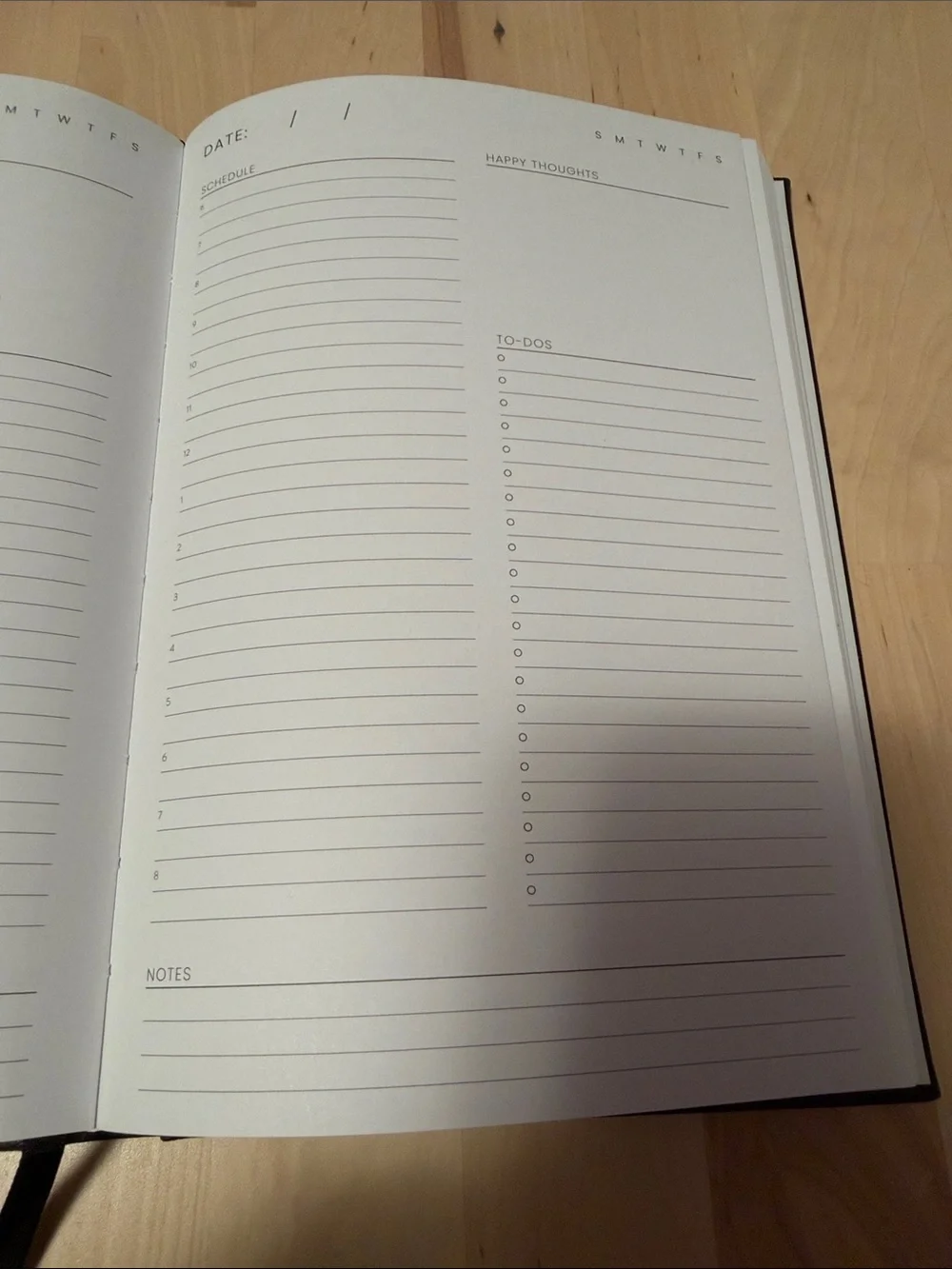 Undated Daily Planner Hardcover Notebook in Black
